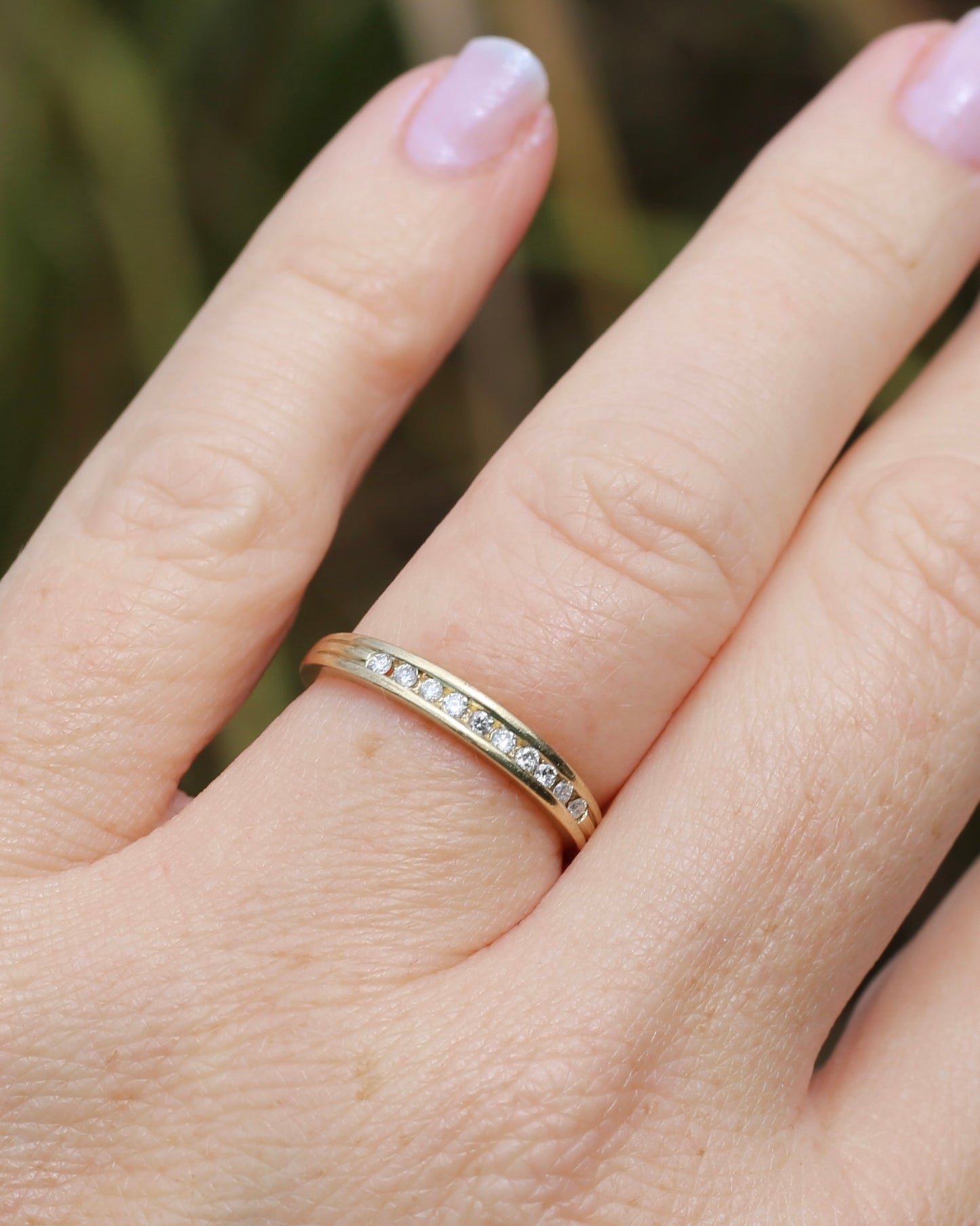 0.2ct Channel Set Natural Diamond Band, 9ct Yellow Gold, size P or just over 7.5, 1.78g