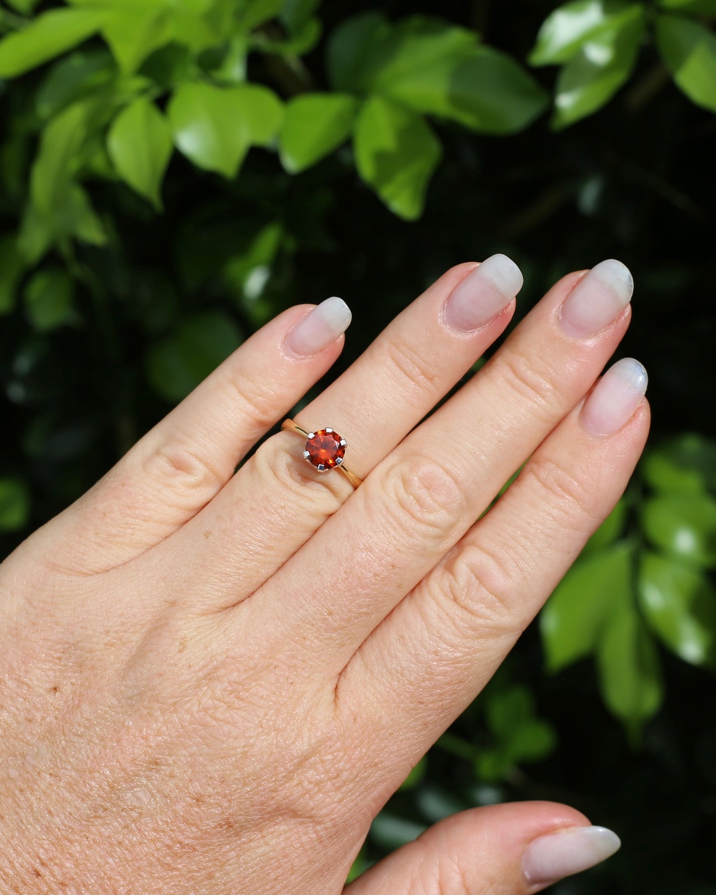 East African 1.28ct Vivid Orange Spessartite Garnet, Vintage 18ct Mixed Metal Setting, size L or 5.75 with valuation