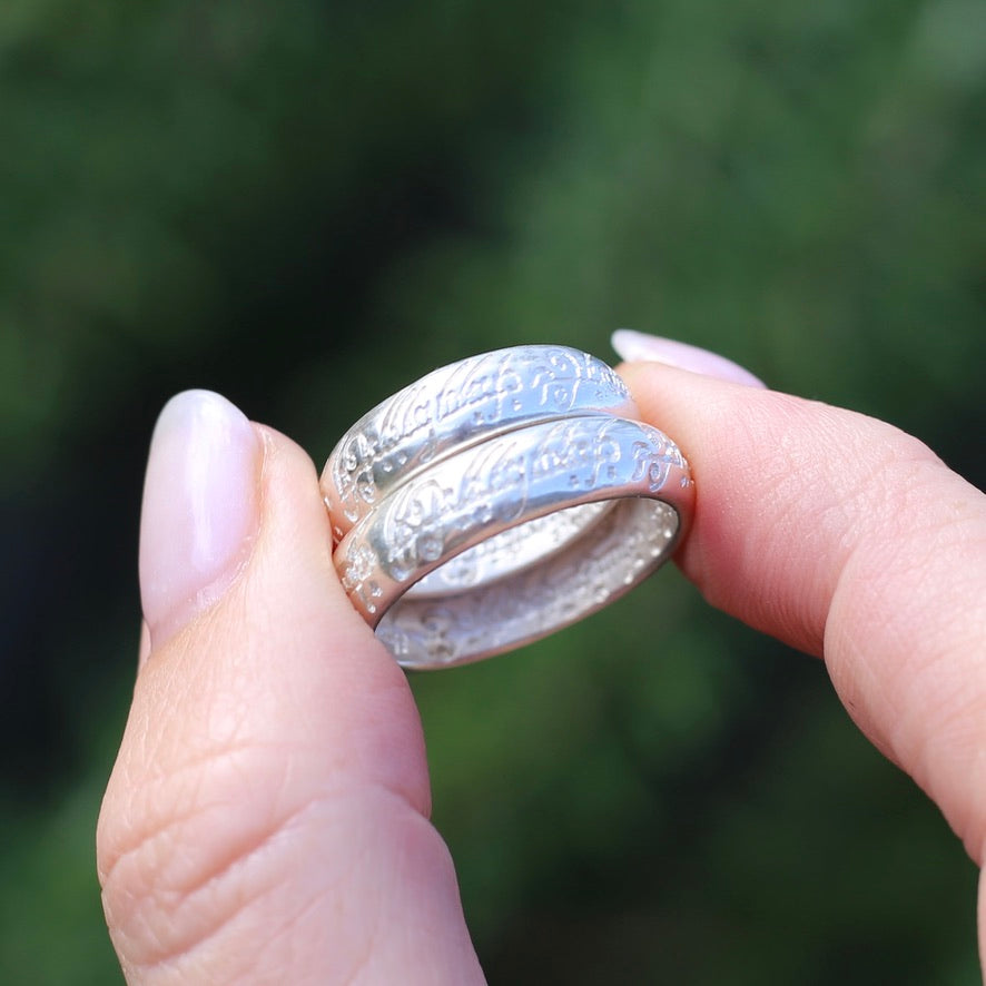 Lord of the Rings Rings - One Ring to Rule Them All, Sterling Silver, size 7.5 or P and size 10.25 or U1/2