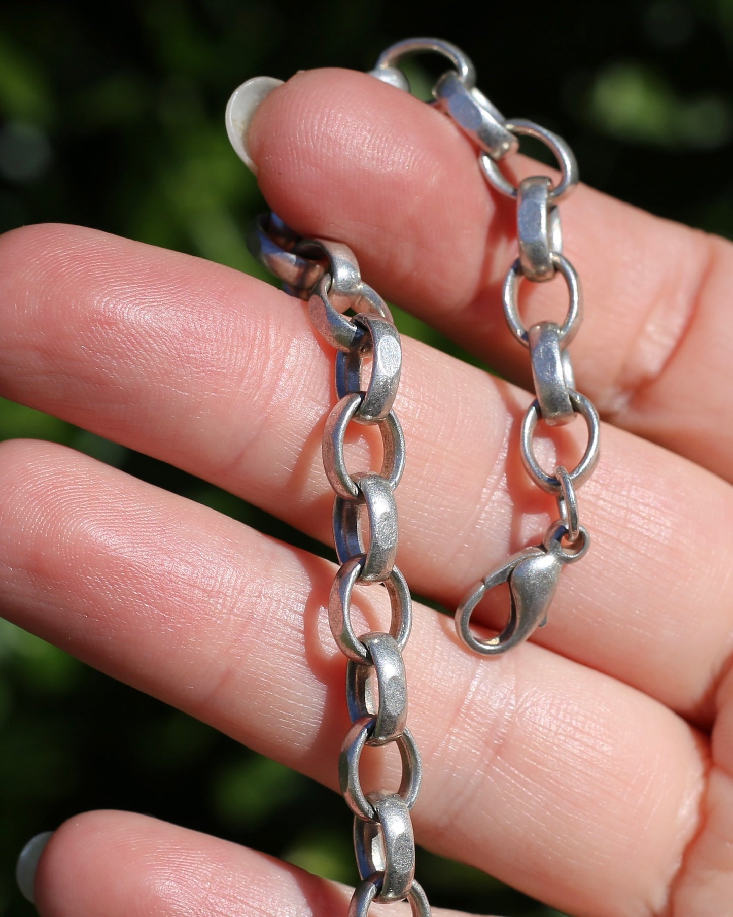 Flattened Faced Vintage Oval Silver Bracelet, 16.5g