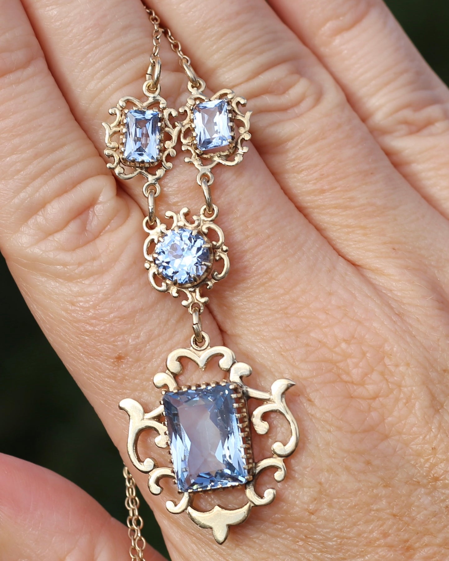 Vinitique Blue Spinel Necklace, 9ct Yellow and Old Rosey Gold, 42cm or 16.5 inches, 9.56g