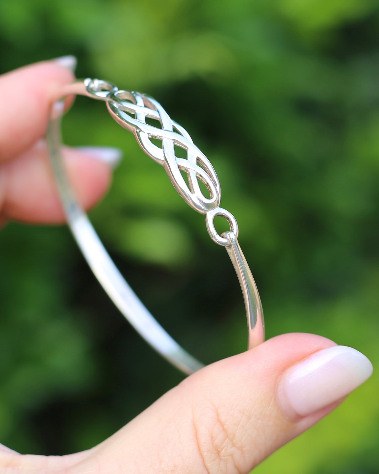 Vintage Celtic Knot Bangle, Sterling Silver, 10.95g