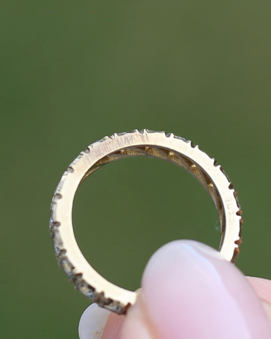Vintage 1950s Style White Spinel Eternity Ring, 9ct Yellow Gold, size J or 4.75