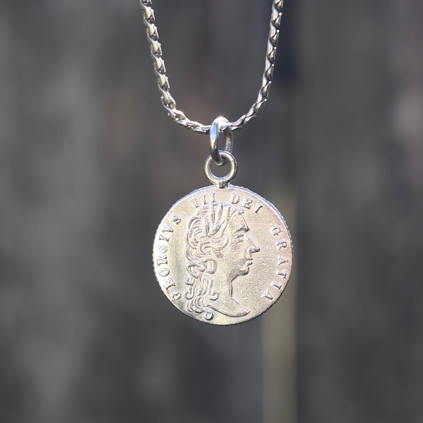 In Memory of the Good Old Days 1788 Gambling Token Pendant - King George III Reverse, Silver and 9ct Gold