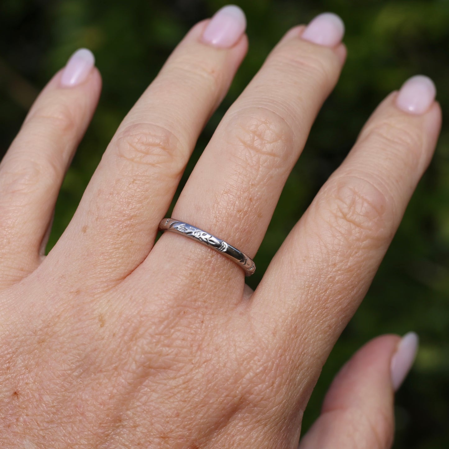 1940s Palladium Orange Blossom Wedding Ring, Palladium, size R1/2 or 9