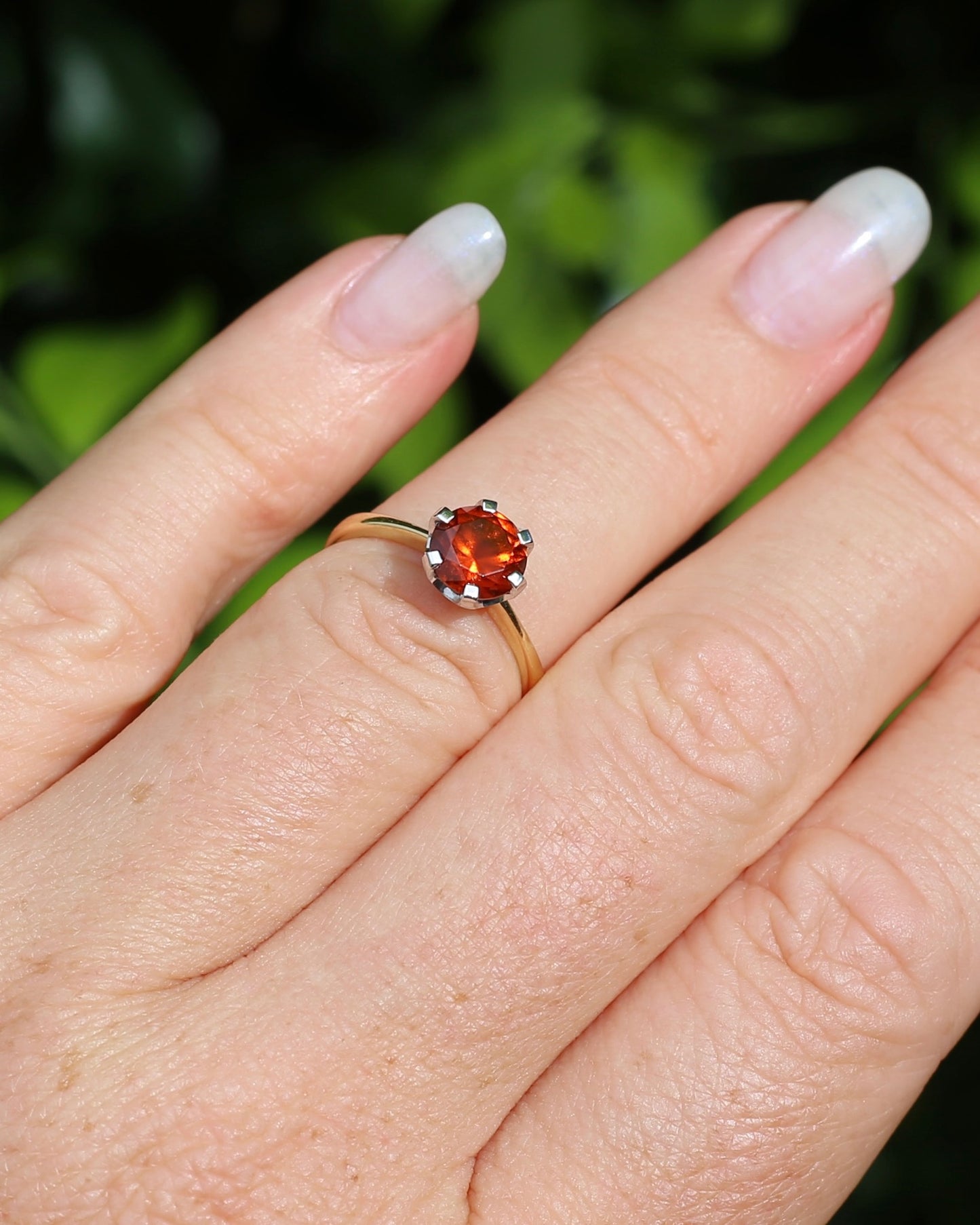 East African 1.28ct Vivid Orange Spessartite Garnet, Vintage 18ct Mixed Metal Setting, size L or 5.75 with valuation