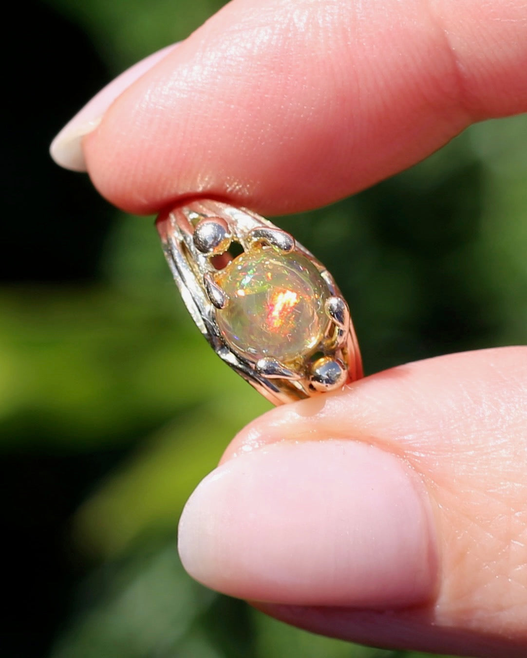 Mexican Opal Cabochon Ring, 14ct Yellow Gold, size 6 or L1/2