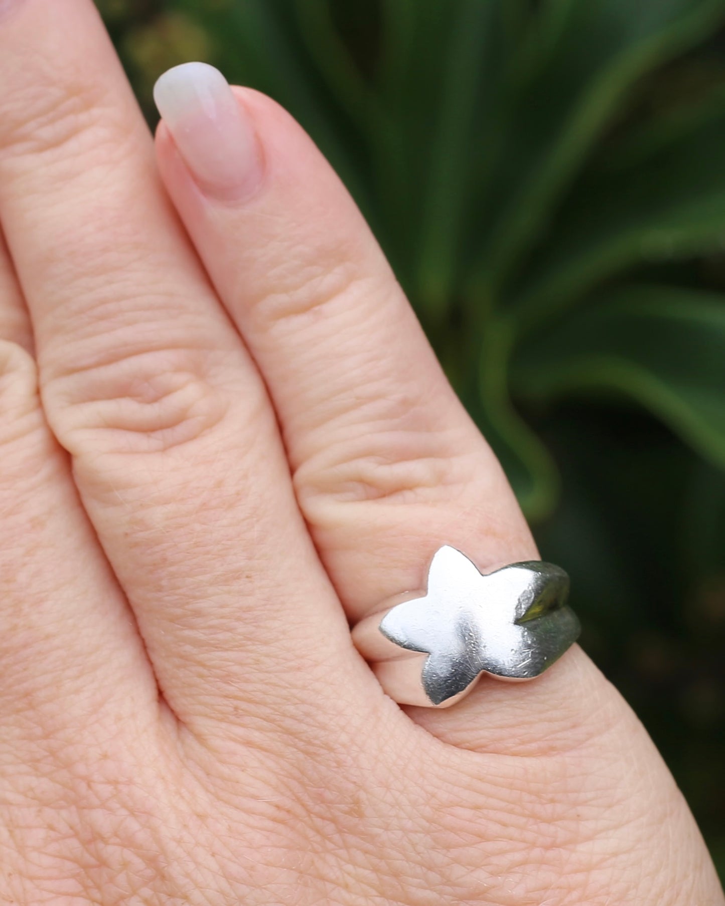 Chunky Vintage Silver Star Ring, Sterling Silver, size L or 5.75, 9.78g