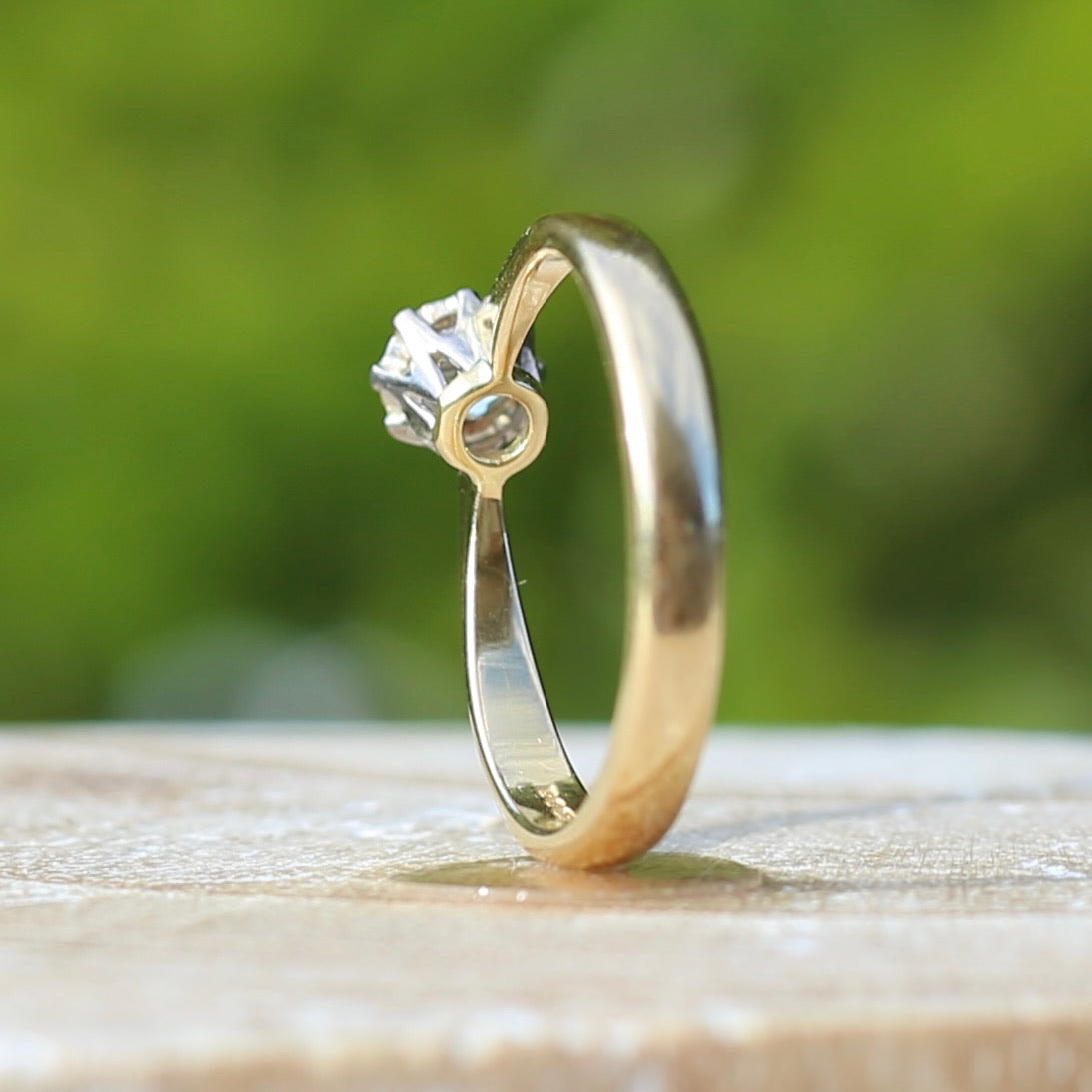 0.19ct Old Cut Diamond Solitaire, remade in 1984, 18ct Yellow and White Gold, size 6.5 or M1/2