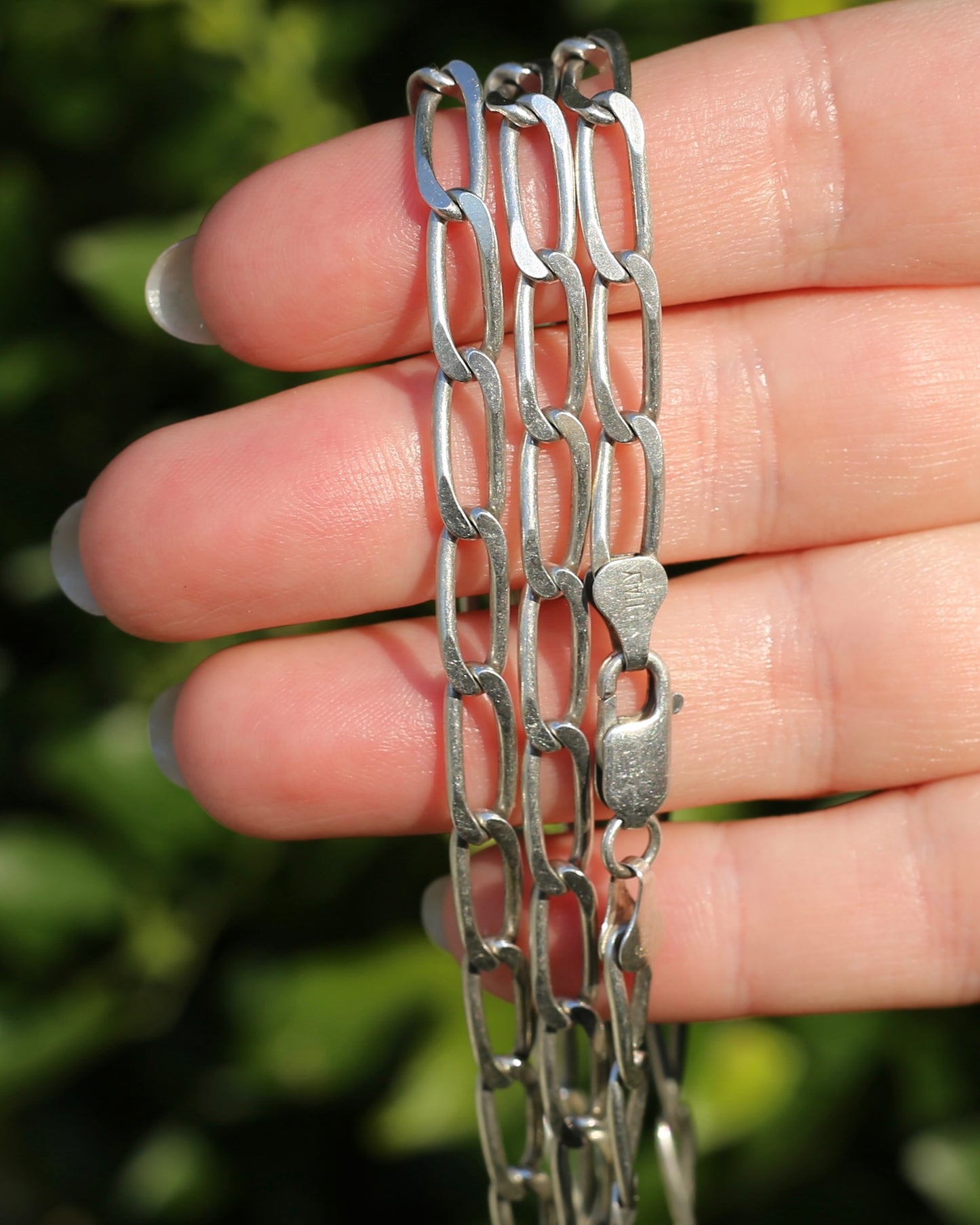 Italian Made Oval Curb Link Silver Chain, Paperclip Feels, 27.52g, 72cm