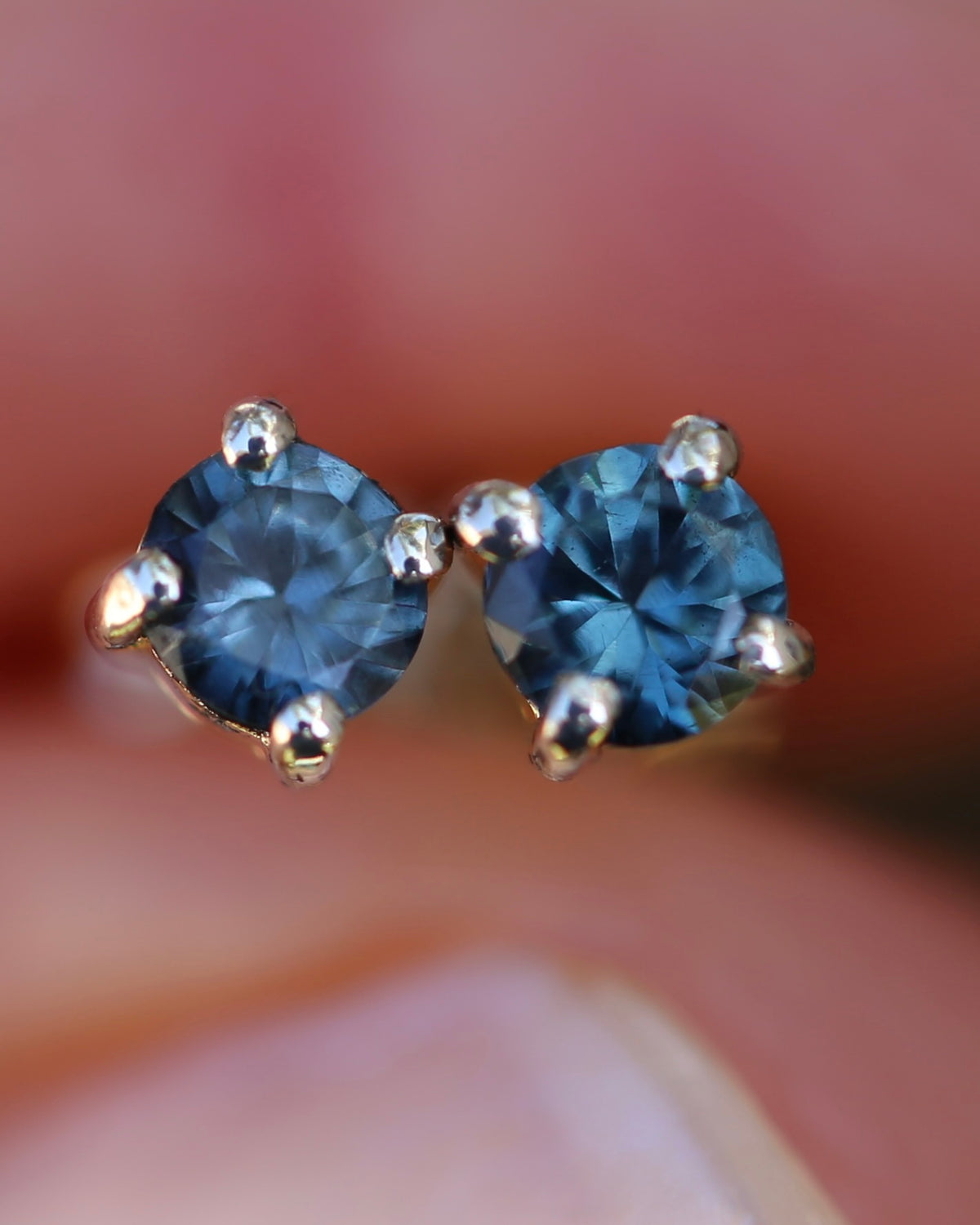 3.4mm 0.35ct combined Vibrant Blue Natural Spinel Studs, 9ct Yellow Gold, 0.64g