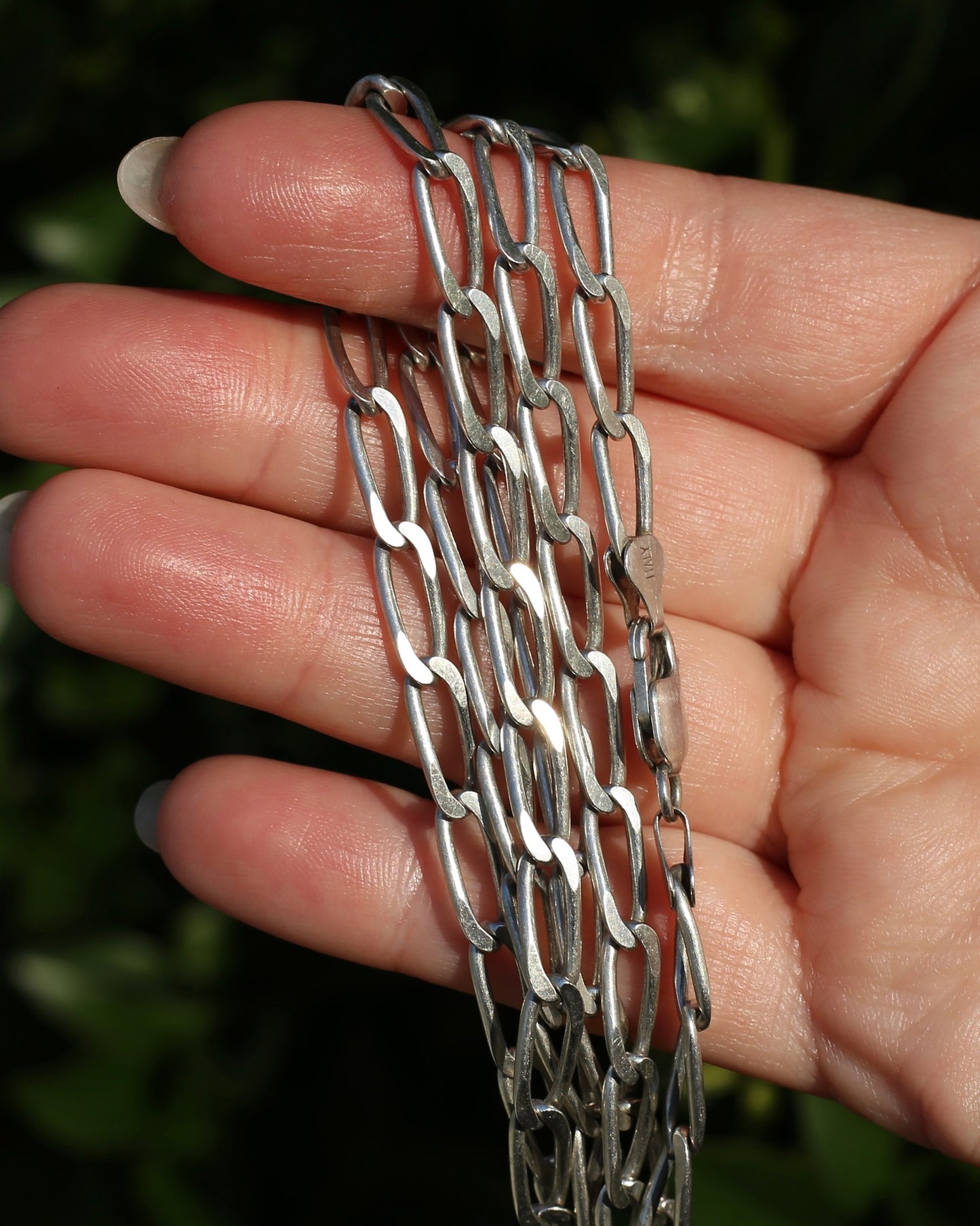 Italian Made Oval Curb Link Silver Chain, Paperclip Feels, 27.52g, 72cm