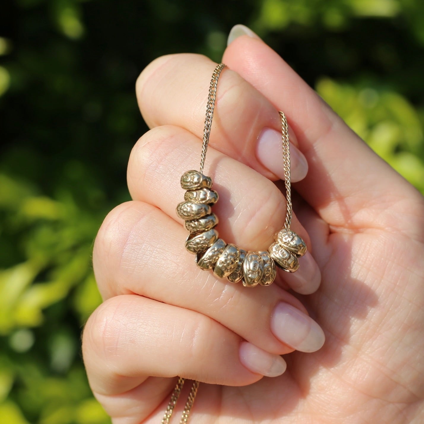 Vintage Likely Australian Made Floral Engraved Gold Beads, 9ct Yellow Gold, 0.5g each