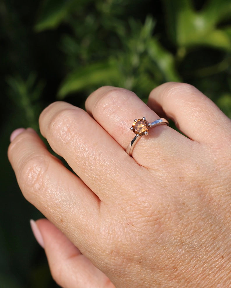 1.9ct Australian Zircon Solitaire, 6 claw set Sterling Silver, size P1/2 or 8, 3.0g