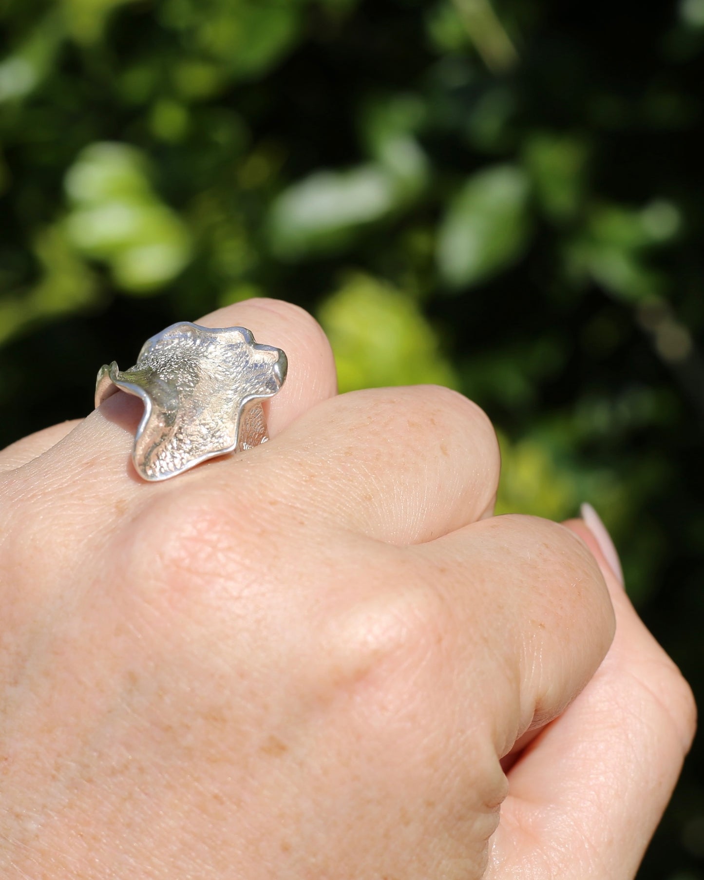 Modernist Silver Ring, size P or 7.5, 9.7g