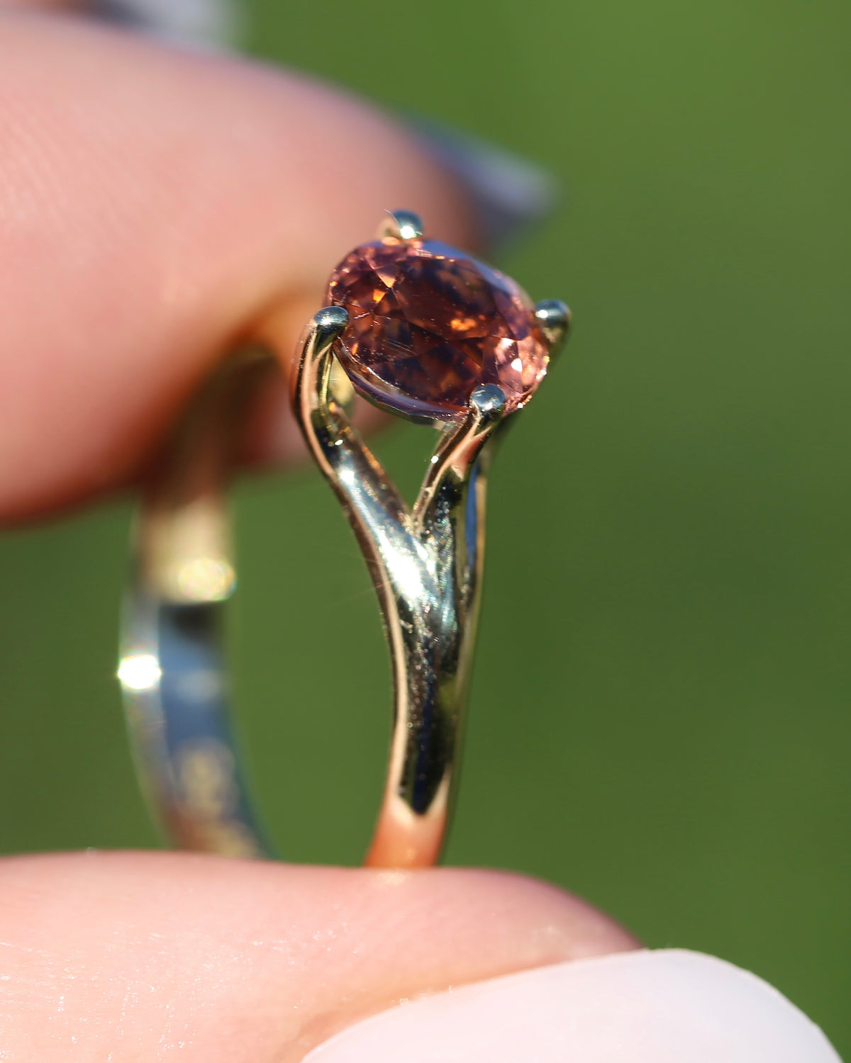 1.4ct Natural Peachy Orange Tourmaline Ring, 9ct Yellow Gold, size N1/2 or 7, 1.51g