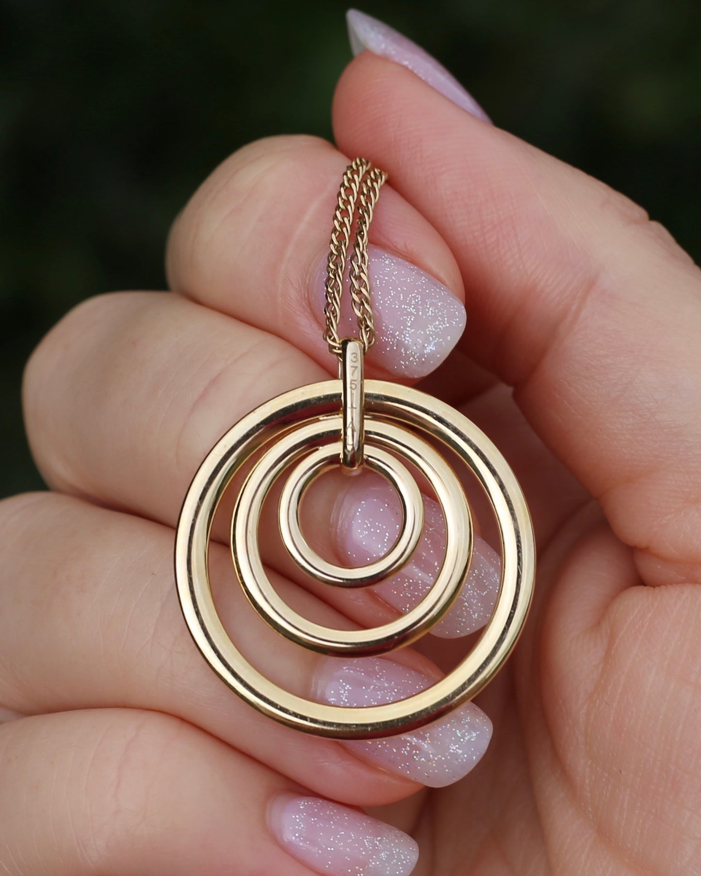 Italian Made Triple Eternal Ring Pendant, 9ct Yellow Gold, 2.24g