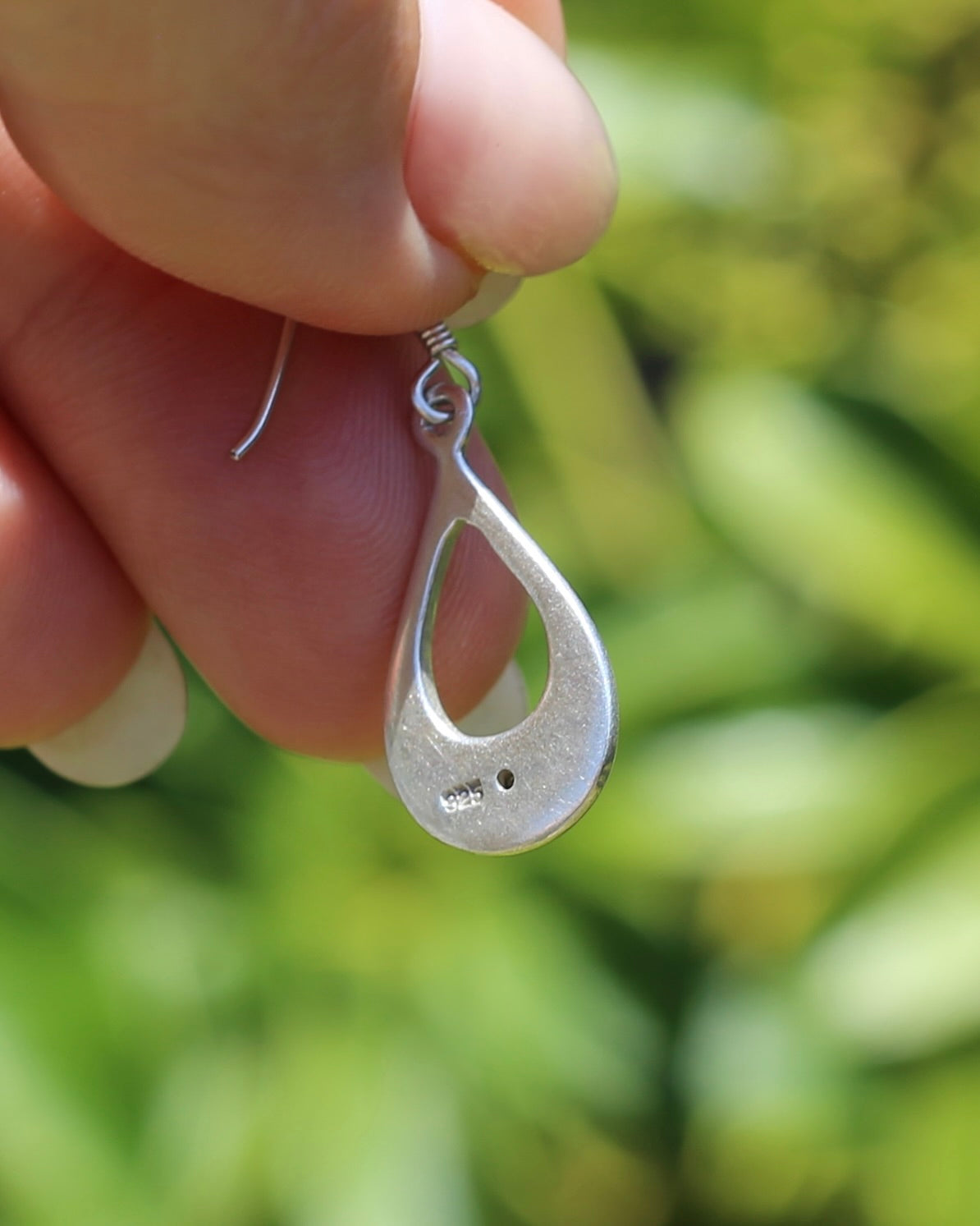 Sterling Silver & Diamond Tear Drop Ear Wire Drop Earrings, 3.3g