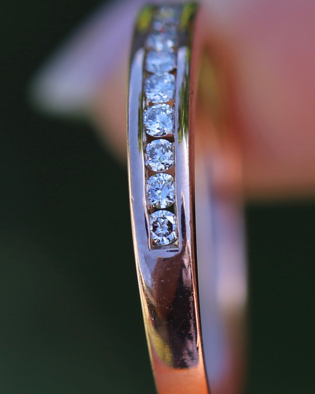 0.3ct Channel Set Natural Diamond Band, 9ct Rose Gold, size 7.25 or just over O, 1.6g