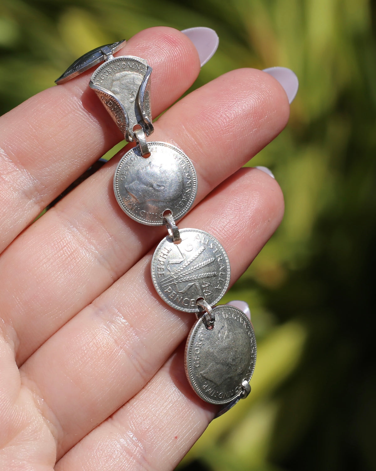 WWII Lucky Sixpence and Threepence Bracelet - coins 1938, 1942, 1943, 1944, 92.5% silver, 17.5cm or just under 7 inches, 19.83g