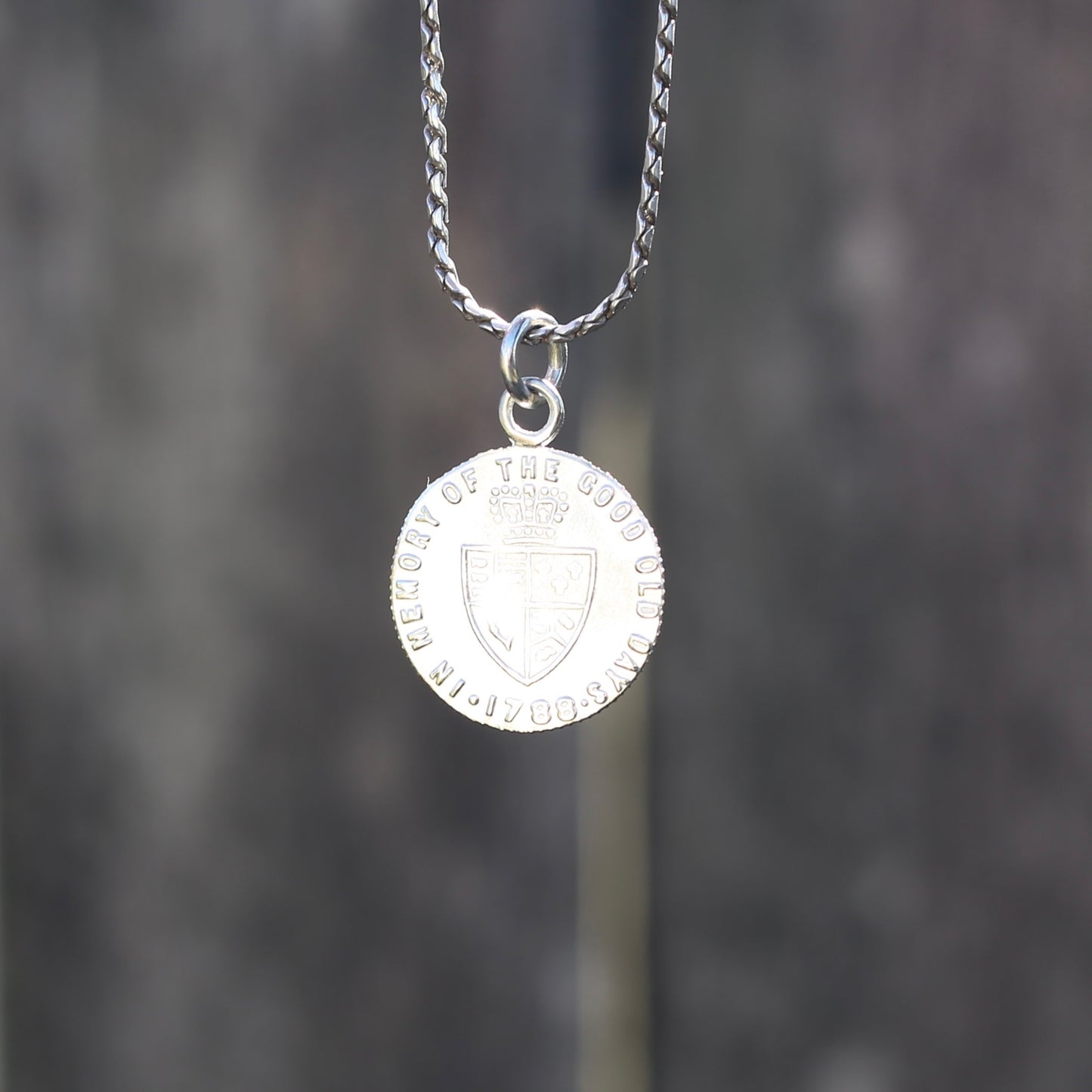 In Memory of the Good Old Days 1788 Gambling Token Pendant - King George III Reverse, Silver and 9ct Gold