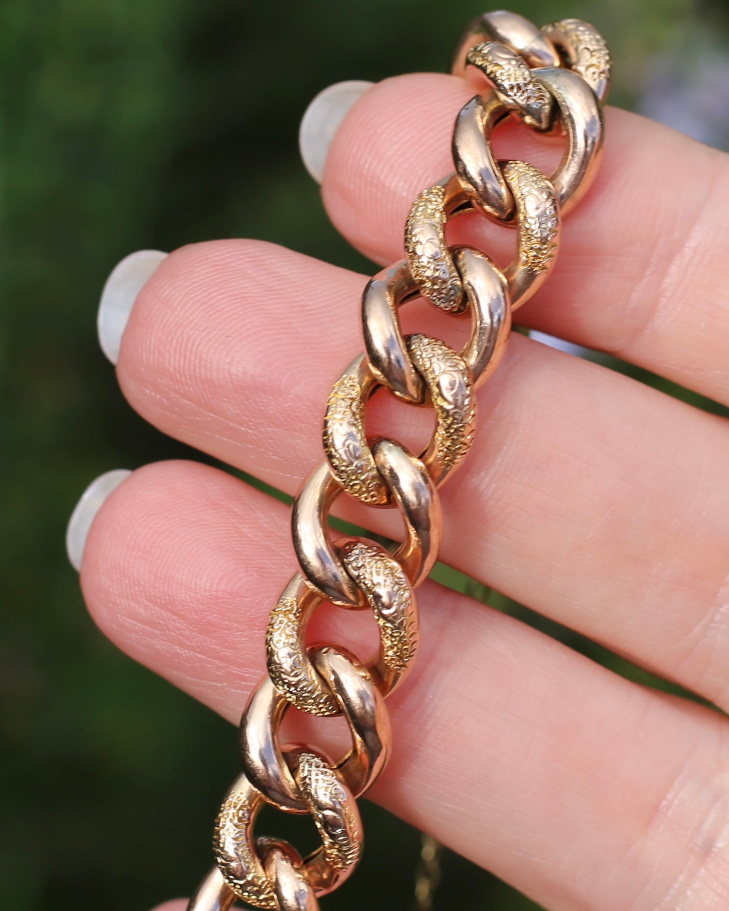 20.5cm Old Rose Gold Semi Hollow Day and Night Bracelet, 9ct Old Rose Gold, 17.29g