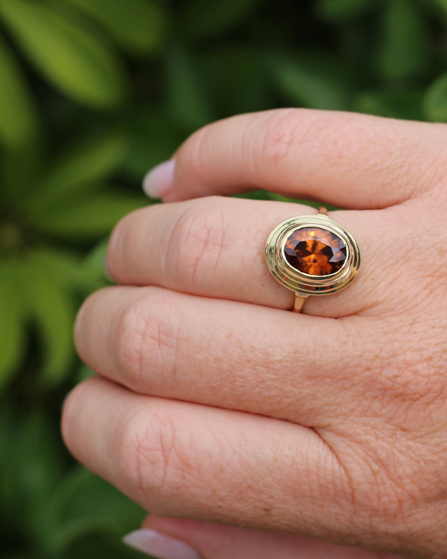 5.08ct Bezel Set Tiered Zircon Ring, 9ct Yellow Gold, size P or 7.5, 14ct Yellow Gold, 4.06g