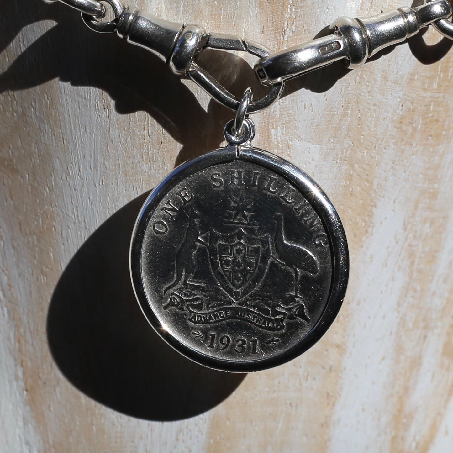 Australian Sterling Silver Shilling Pendants 1928 1931 and 1935, in Silver Bezel Frames, 6.6g