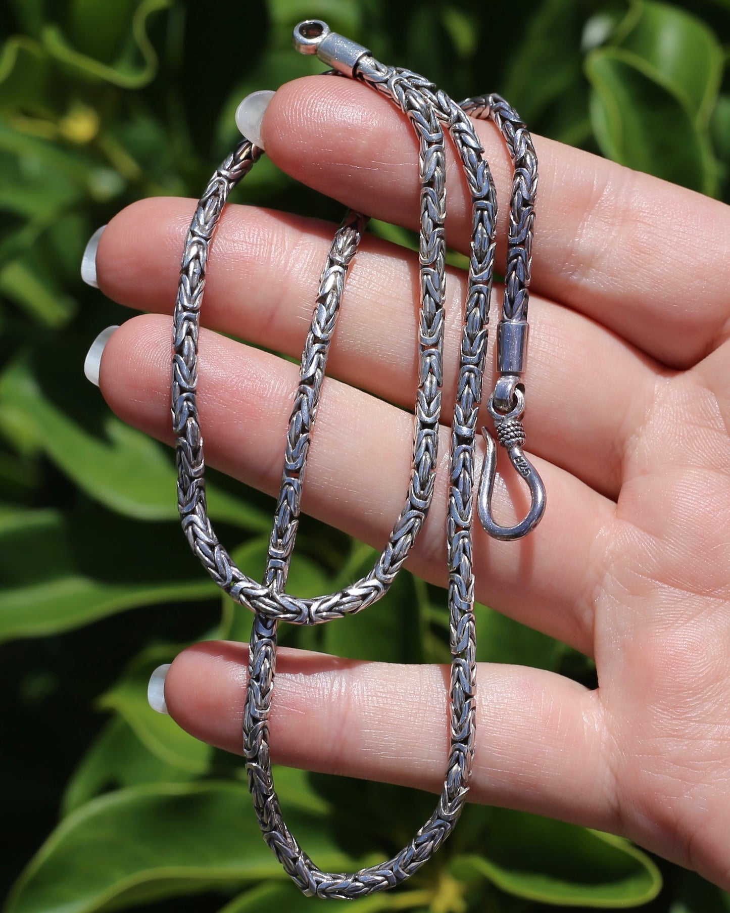 Sterling Silver Byzantine Silver Necklace with Hook Clasp, 51cm or 20 inches, 27.28g