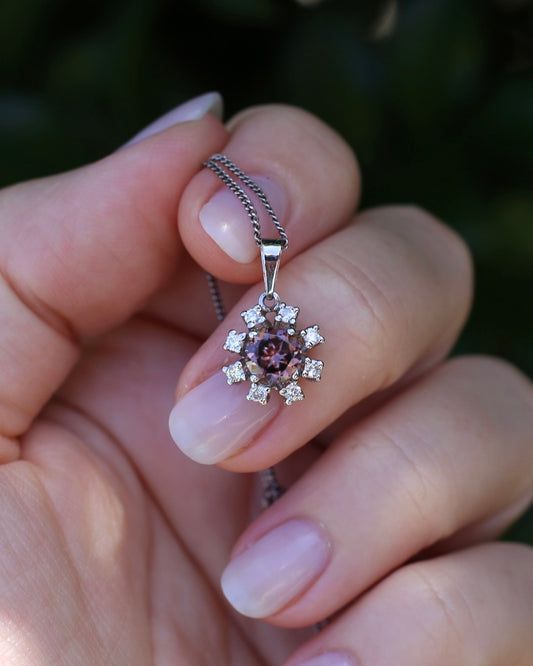 1.53ct Australian Zircon and Diamond Pendant, 14ct White Gold, 1.87g