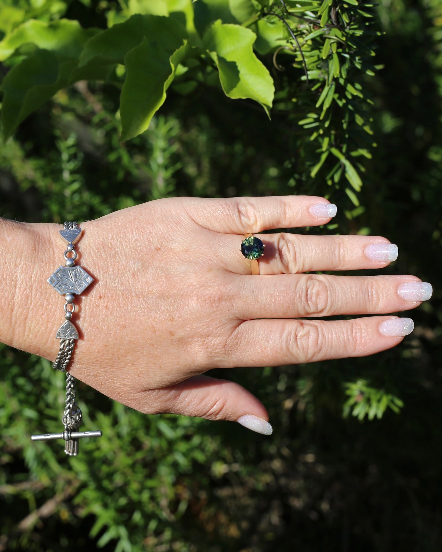 Amazing 1884 Silver Albertina with T-bar and Tassel, 19.5cm or just over 7.5 inches to jump ring, 20.4g