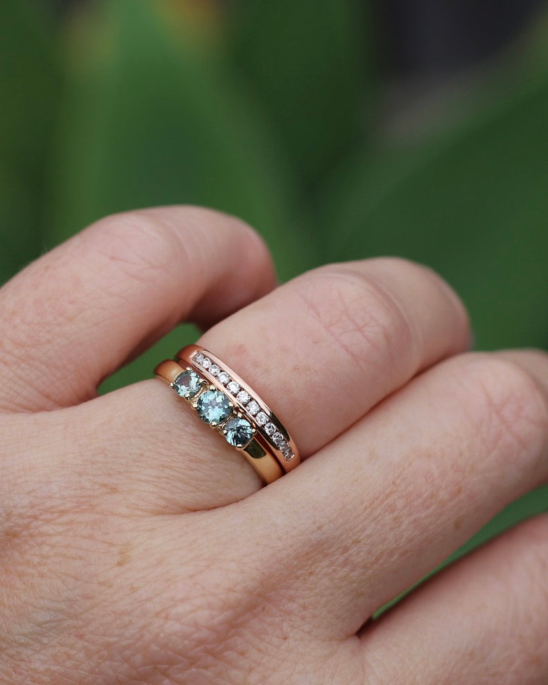 0.3ct Channel Set Natural Diamond Band, 9ct Rose Gold, size 7.25 or just over O, 1.6g