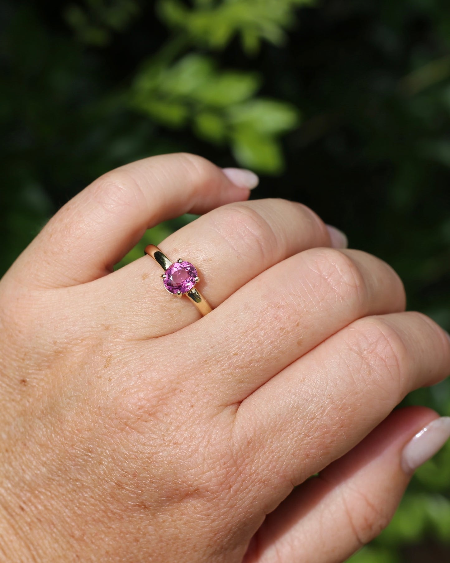 1.28ct Oval Natural Pink Rubellite Tourmaline, Claw Set in 9ct Yellow Gold, size 9 or S