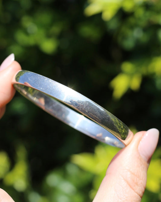 Solid Silver Half Round 7.5mm Wide Round Bangle, 26g