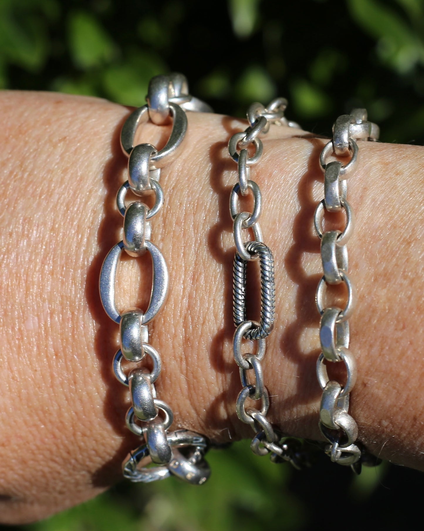 Flattened Faced Vintage Oval Silver Bracelet, 16.5g