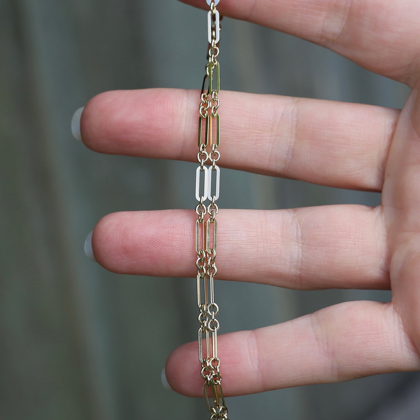 Delicate Paperclip Chain with T-bar, 9ct Yellow Gold, 47cm with 1cm T-Bar drop