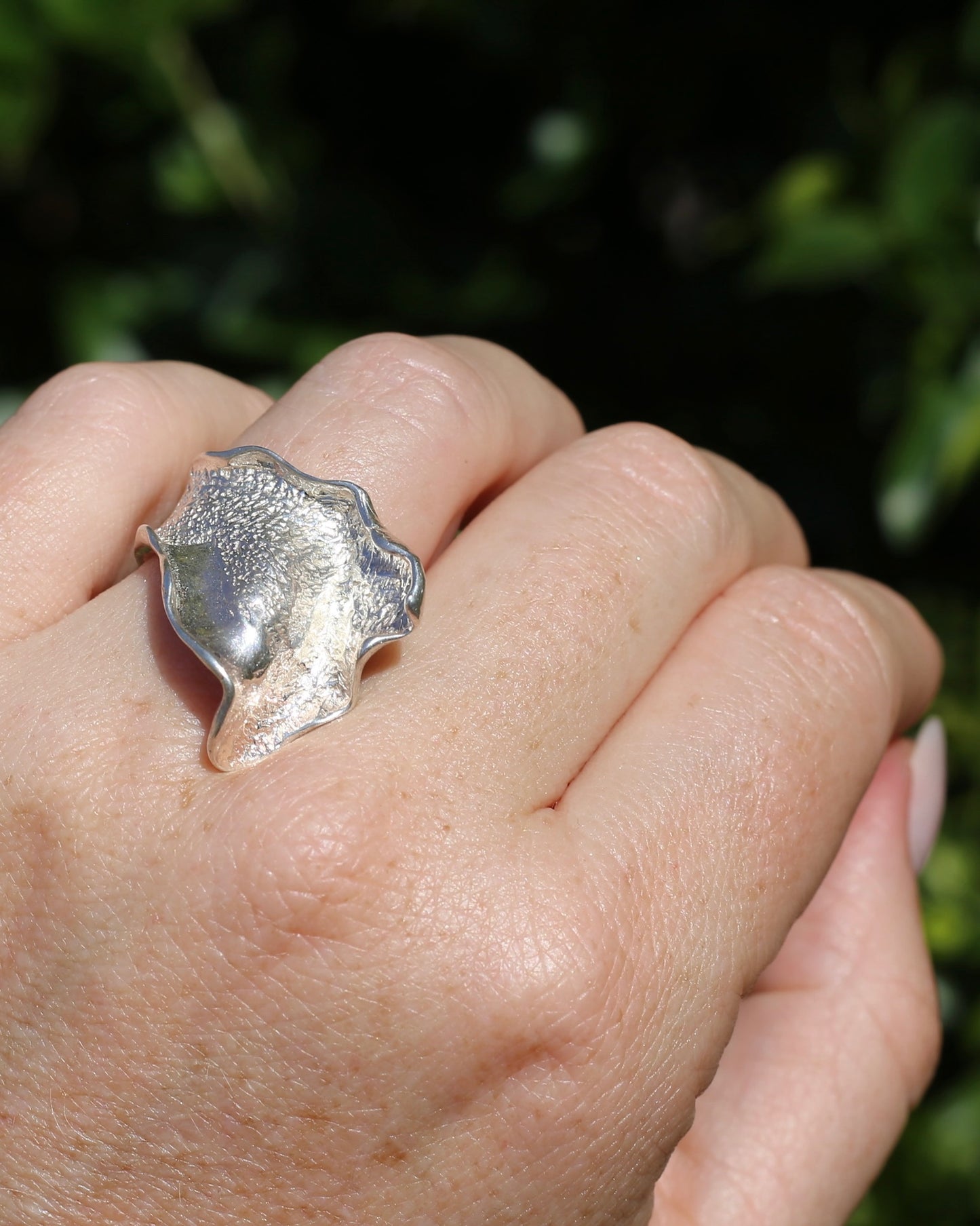 Modernist Silver Ring, size P or 7.5, 9.7g