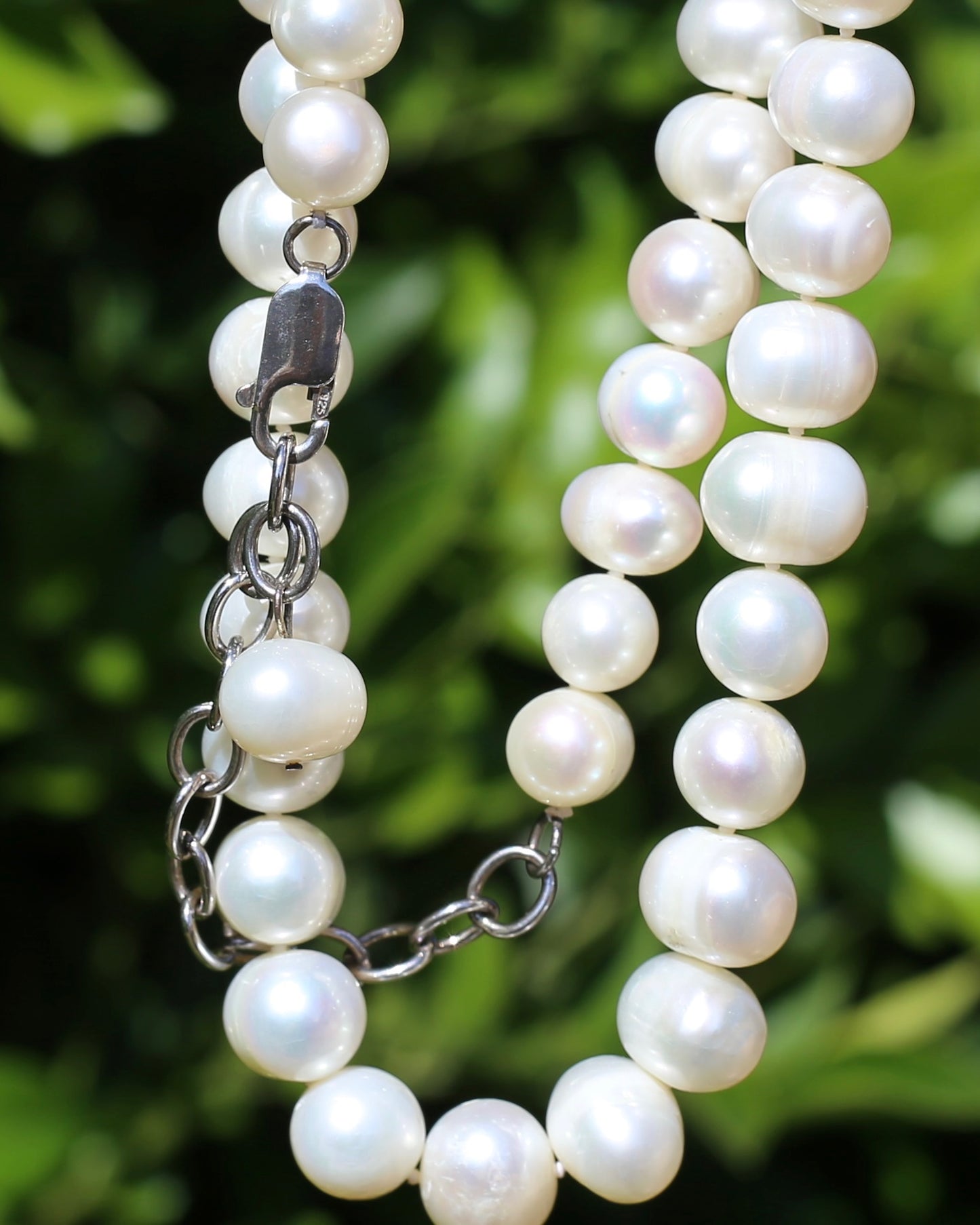 Freshwater Pearl and Silver Necklace, 44-50cm variable length, 57.5g
