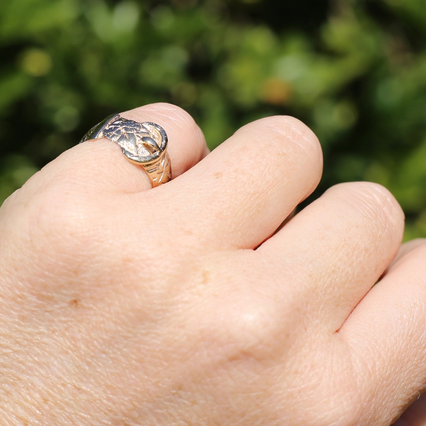 Decorative Gold Buckle Ring, 9ct Yellow Gold, size 6 or L1/2