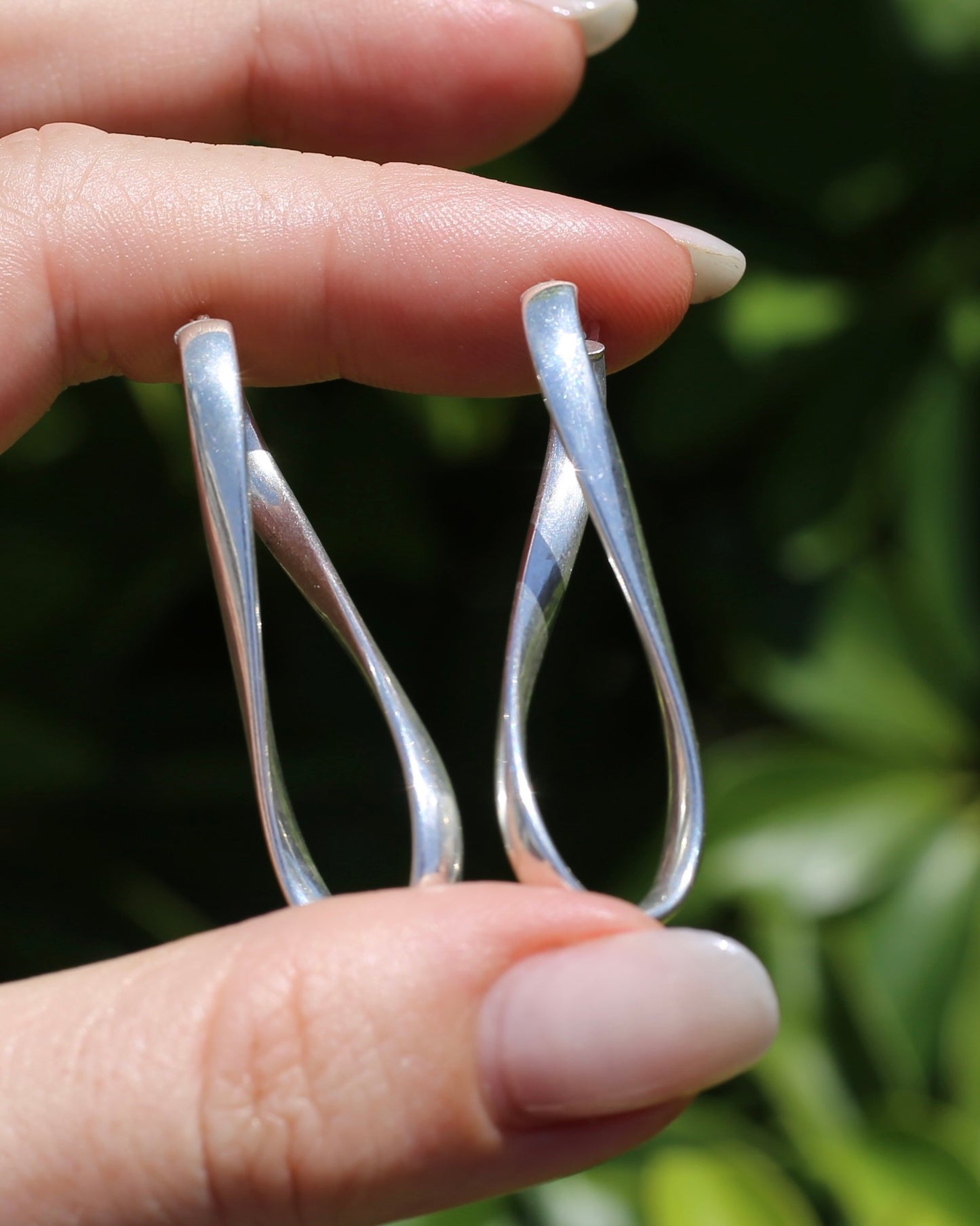 Italian Made Silver Hollow Infinity Hoop Earrings, Sterling Silver, 4.3g