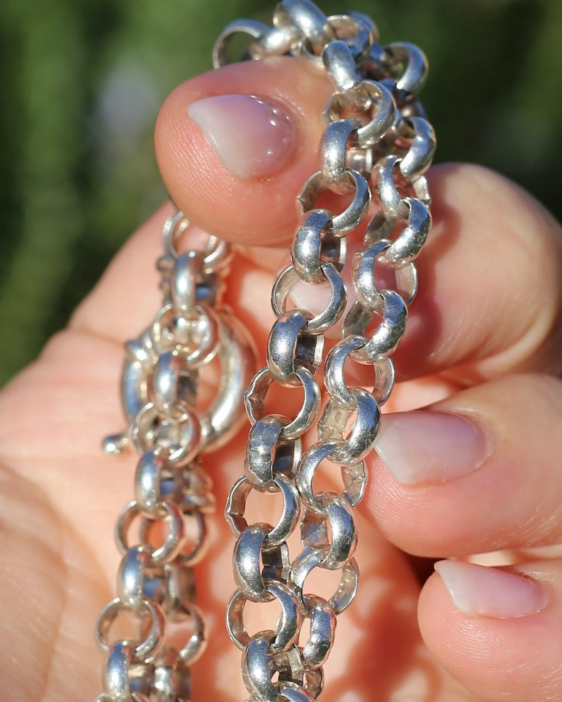 Chunky Silver Belcher Chain With Italian Bolt Clasp and large finals, 45.5cm or 18 inches, 36.9g