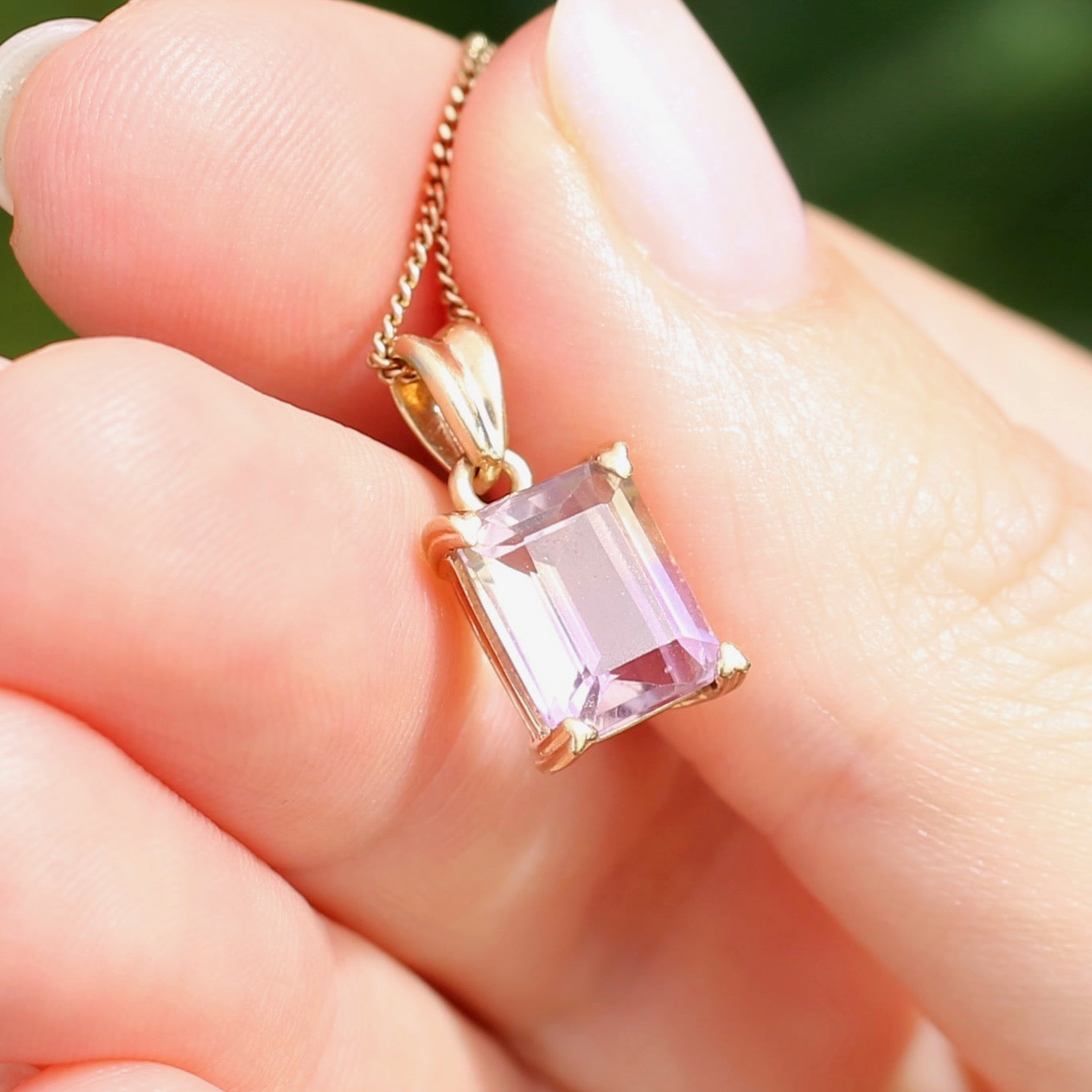 Emerald Cut Ametrine Pendant, 9ct Yellow Gold, 1.92g