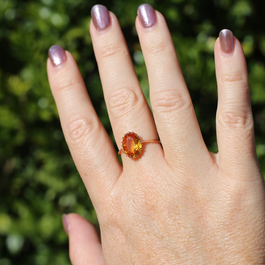 Early Australian Joseph Lawrence Oval Paste Ring, size R or 8.75