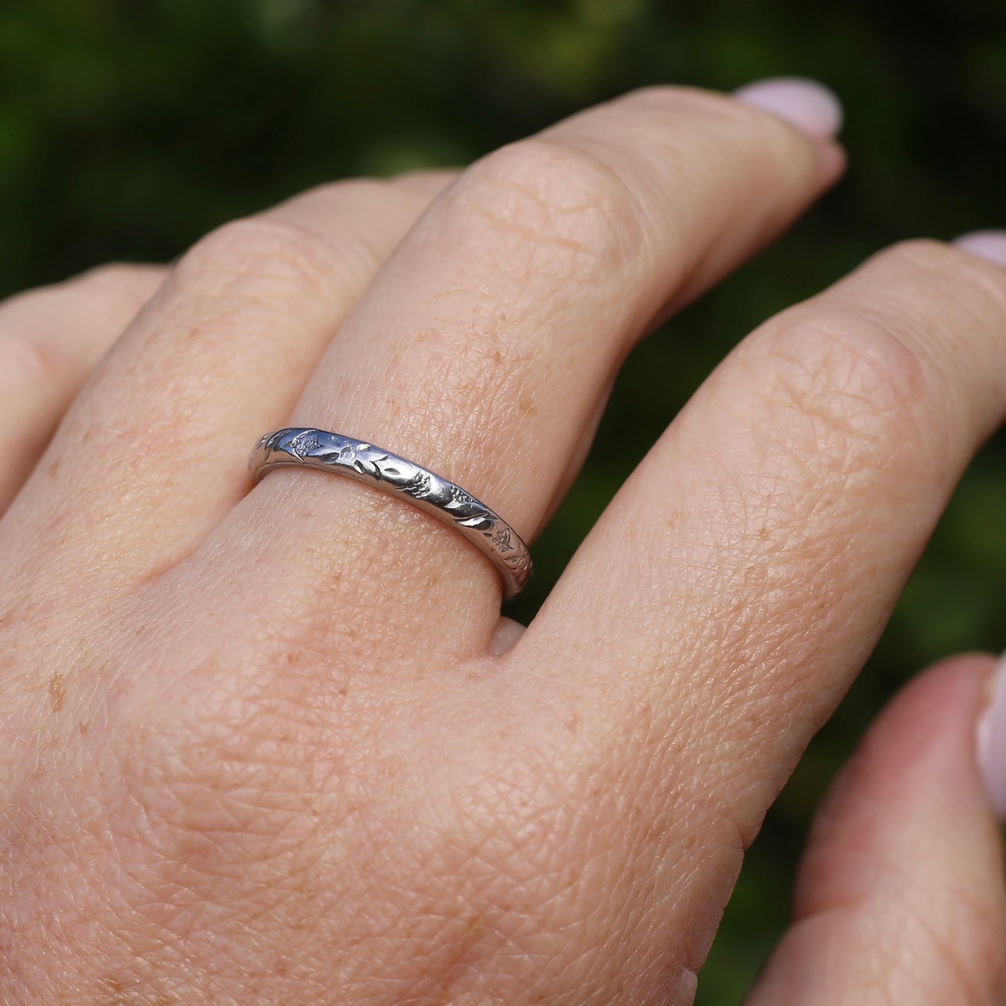 1940s Palladium Orange Blossom Wedding Ring, Palladium, size R1/2 or 9