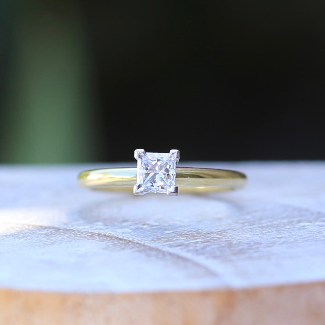 Princess cut single store diamond ring