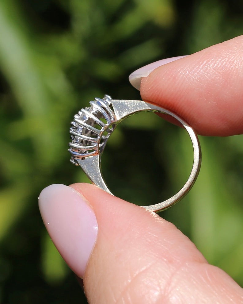 1991 London Made Diamond Cluster Ring, 9ct Yellow and White Gold, size J or 4.75, 2.2g