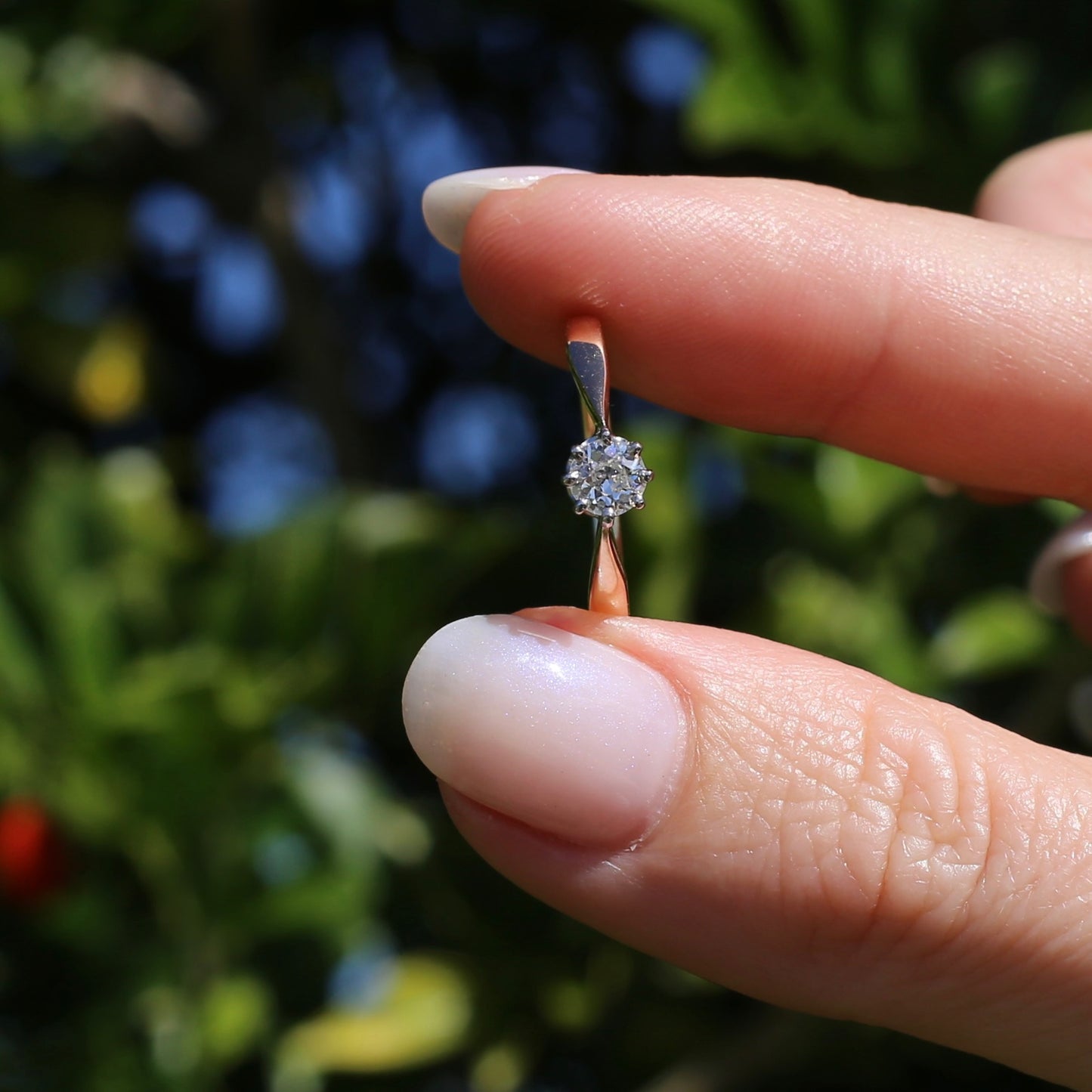 0.36ct Old Cut Diamond Solitaire in 14ct White and Yellow Gold, size O1/2 or just over 7.25