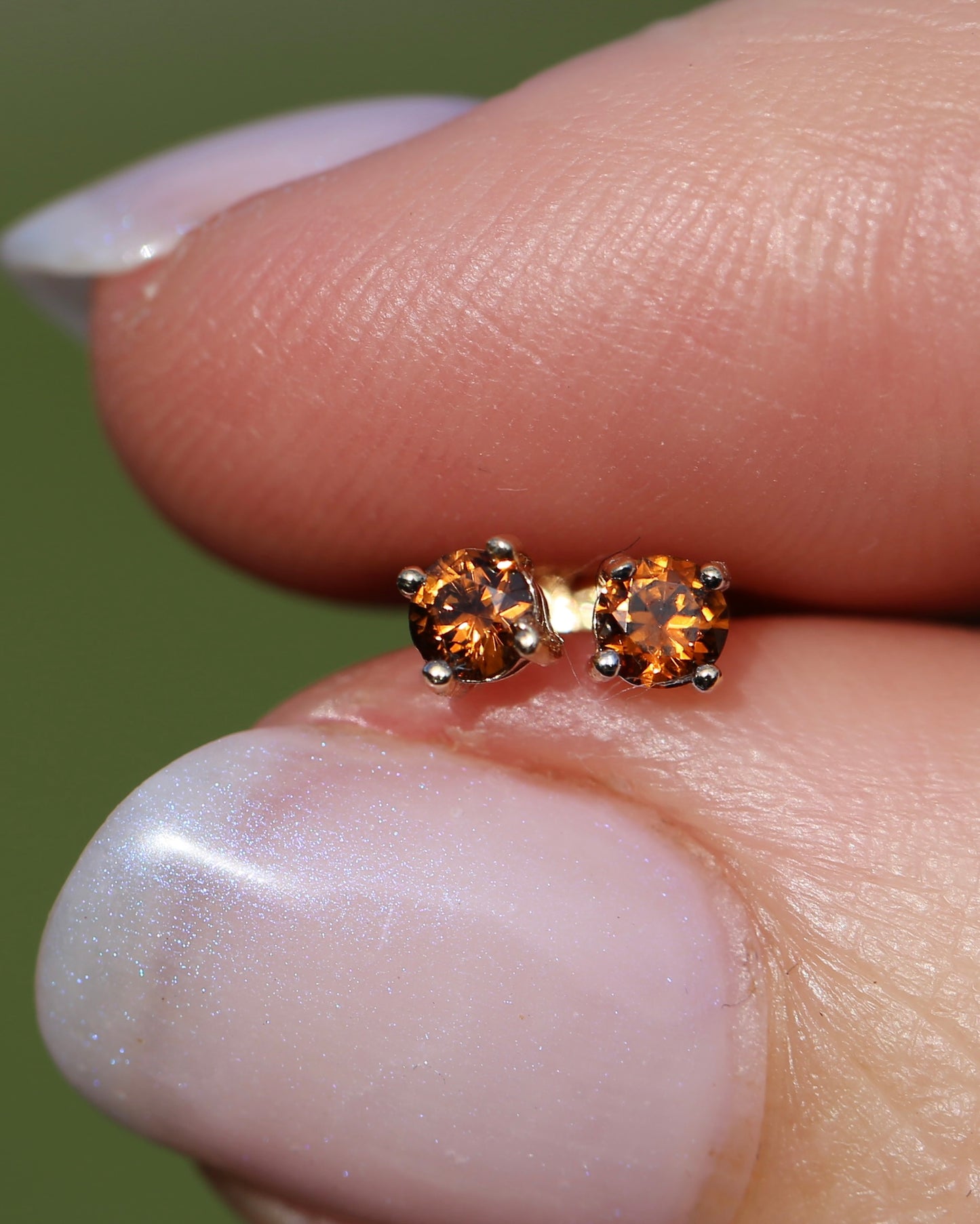 0.3ct Vibrant Burnt Orange Australian Zircon Studs, 9ct Yellow Gold, 0.48g