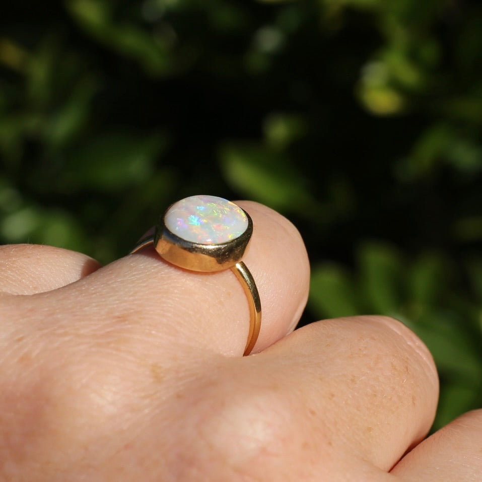 ON HOLD Early Australian Levinson Opal Ring, 18ct Yellow Gold, size N1/2 or 7