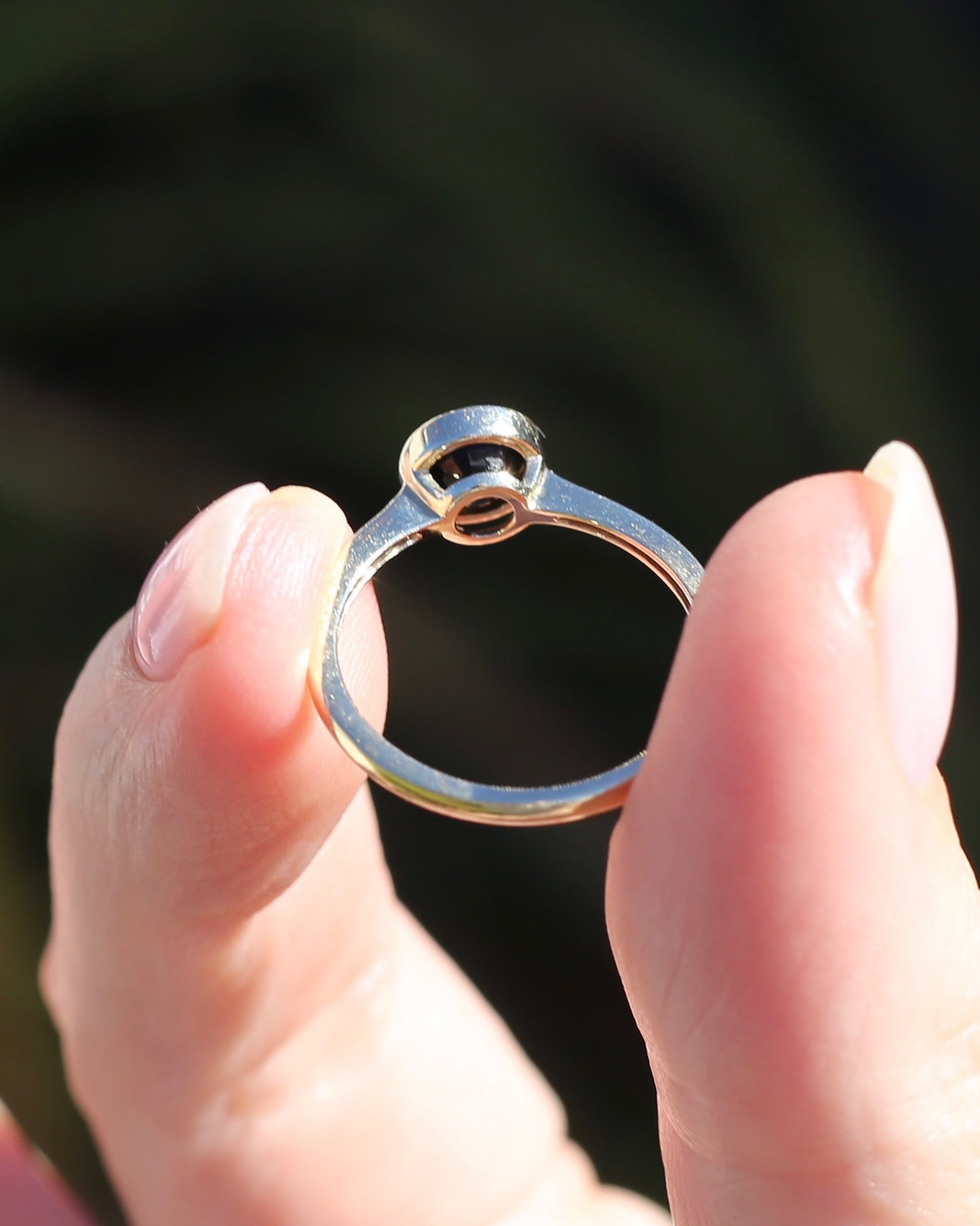 Bezel Set Opaque Navy Sapphire, 9ct Yellow Gold, size O or 7.25
